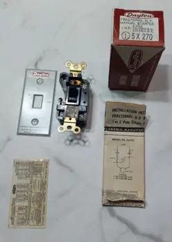 DAYTON 5X270 FRACTIONAL H.P. MANUAL STARTER 2 POLE 115-230 V.A.C