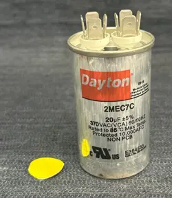 DAYTON ROUND MOTOR RUN CAPACITOR 2MEC7C   370VAC 50/60HZ