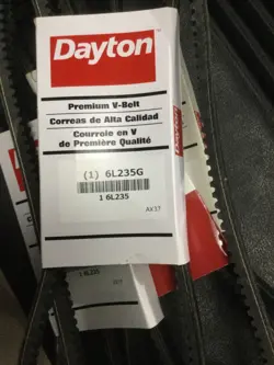 DAYTON 6L235 AX37 COGGED, CLASSICAL V-BELT, 39 IN OUTSIDE LENGTH, 1/2 IN TOP