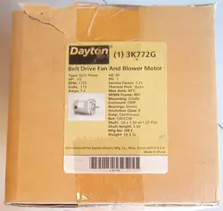 DAYTON BELT DRIVE FAN AND BLOWER MOTOR MODEL 3K772G 1/2 HP 115 VOLTS