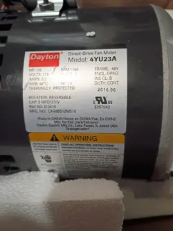 DAYTON 4YU23A DIRECT DRIVE BLOWER MOTOR 1/6 HP 1140 RPM 115VAC