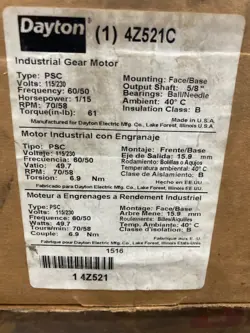 DAYTON 4Z521C INDUSTRIAL GEAR MOTOR 1/15HP 115/230VOLT