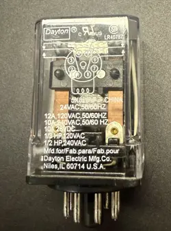 DAYTON (1)5X826M 8 PIN ICE CUBE RELAY 24VAC COIL 1/2 HP 240VAC 1/3HP 120VAC
