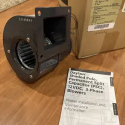 DAYTON BLOWER 1TDP1 SHADED POLE PSC 12VDC 3-PHASE CFM: 89 60HZ 115V HZ: 50/60