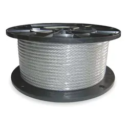 DAYTON 2VJH6 CABLE, 3/16 IN, L100FT, WLL840LB, 7X19, STEEL
