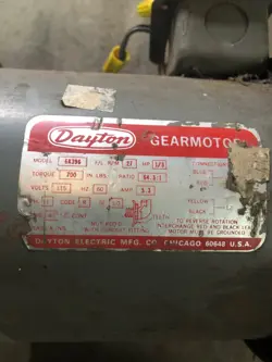 DAYTON 6K396 AC GEARMOTOR, 700.0 IN-LB MAX. TORQUE, 27 RPM, 1/3HP, 115V,