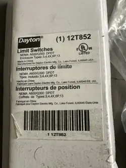 NEW DAYTON 12T852 HEAVY DUTY LIMIT SWITCH, WOBBLE STICK, DPDT, 10A @ 600V AC.