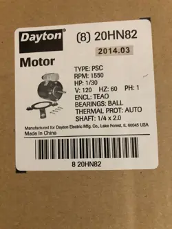 1- DAYTON HVAC MOTOR 20HN82 1/30HP 1550 RPM 115V NEW  B2L1