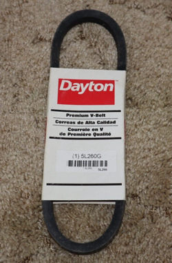 DAYTON V-BELT: 5L260, 26 IN OUTSIDE LG, 21/32 IN TOP WD, 3/8 IN THICK