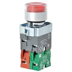 DAYTON 30G202 ILLUMPUSHBUTTON,FULLVOLT,RED,1NO/1NC 30G202