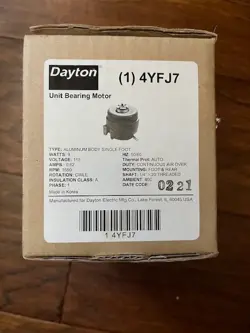 DAYTON UNIT BEARING MOTOR: CAST ALUMINUM FRAME, REAR/FOOT MOUNTING, 9 W OUTPUT,