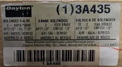 DAYTON 3A435 PURPOSE SOLENOID VALVE 2-WAY NC BRASS BODY BRAND NEW