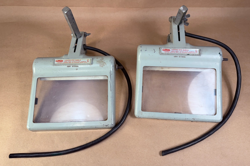 PAIR VINTAGE DAYTON USA 6X854 LIGHTED EYE SHIELD FOR BENCH GRINDER - CORDS CUT