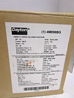 DAYTON 4M098BG MOTOR,1/3 HP,1075,3 SPD,115 V,48YZ,OPAO
