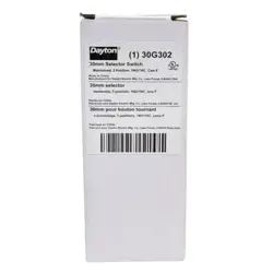 DAYTON 30G302 SELECTOR SWITCH, 30MM, BLACK 30G302