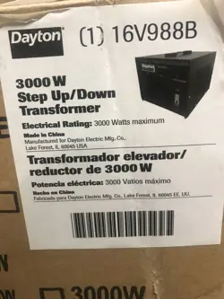DAYTON 16V988B STEP UP/DOWN VOLTAGE CONVERTER, 3KVA