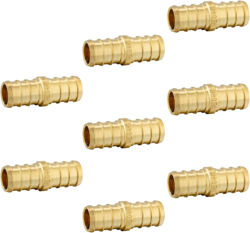 (PACK OF 8) EFIELD PEX BARB CRIMP BRASS FITTINGS 3/4 INCH STRAIGHT COUPLING ASTM