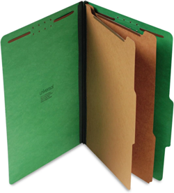 PRESSBOARD CLASSIFICATION FOLDERS, LEGAL, SIX-SECTION, EMERALD GREEN,