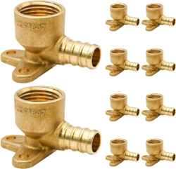 10 PACK 1/2 INCH PEX  1/2 INCH FEMALE NPT DROP EAR ELBOW FITTINGS, BRASS PEX C