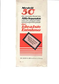 HIST. SCHRIFT: ALFA-LAVAL FLYER ENTRAHMER