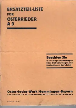 HIST. SCHRIFT: ERSATZTEILLISTE OSTERRIEDER A 9