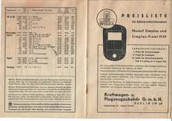 HIST. SCHRIFT: PREISLISTE KHLERSCHUTZHAUBEN 1939