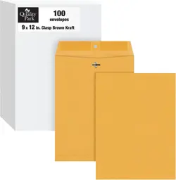 100 PCS CLASP ENVELOPES 9X12 28LB KRAFT SHIPPING MAILING GUMMED BUSINESS