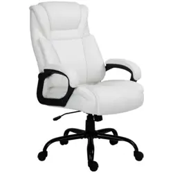 HIGH-BACK COMPUTER DESK CHAIR WITH ADJUSTABLE HEIGHT AND ERGONOMIC DESIGN WHITE