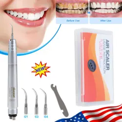 USA DENTAL ULTRASONIC AIR PERIO SCALER HANDPIECE HYGIENIST 4-HOLE 3 TIPS TY