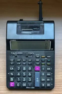 CASIO HR-170RC PRINTING CALCULATOR, 2-COLOR 12-DIGIT DISPLAY, BLACK