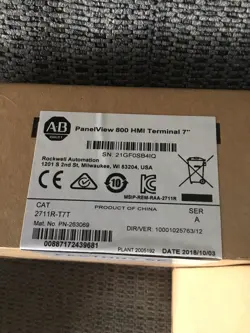 2711R-T7T ALLEN BRADLEY PANELVIEW 800 HMI 7 INCH 