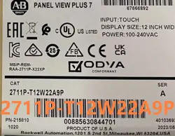 1PC ALLEN BRADLEY 2711P-T12W22A9P PANELVIEW PLUS 7 TOUCHSCREEN 12 INCH AC POWER