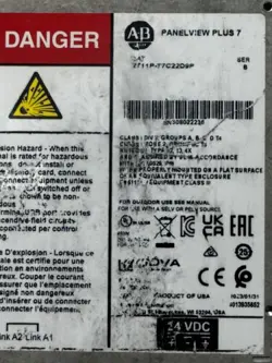 ALLEN BRADLEY 2711P-T7C22D9P SERIES B PANELVIEW PLUS 7