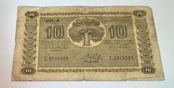 1939 FINLAND 10 MARKKA BANKNOTE FINNISH CURRENCY PAPER MONEY PRE WWII WW2