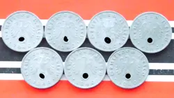 GERMAN FULL SET 7X COIN 1 REICHSPFENNIG 1940 A B D E F G J ZINC SWASTIKA WW2 RPF
