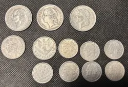 FRENCH FRANC COINS WW2 AND POST WAR 1, 2 & 5 FRANC ALUMINIUM MONEY 1941-49 VTG
