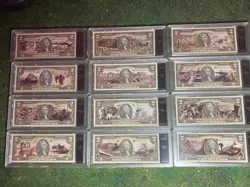 SET OF 53 BRADFORD EXCHANGE WW2 UNCIRCULATED BATTLES $2 NOTES