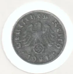 RARE WWII GERMAN PFENNIG WAR 1941-G WW2 GERMANY 1 REICHSPFENNIG COLLECTION COIN