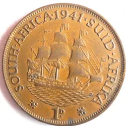 1941 SOUTH AFRICA PENNY - LOW MINTAGE WW2 ERA COIN - LOT #J27