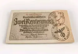 GENUINE 2 RENTENMARK , WW2 PERIOD GERMAN MILITARY BILL 