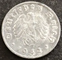 GERMANY-1942-THIRD REICH - 1 REICHSPFENNIG  COIN-WORLD WAR 2 - MINT A - BERLIN