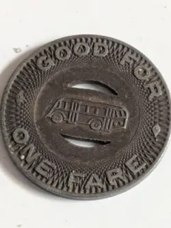 VINTAGE TOKEN - ARMY CAMP BUS LINE - GOOD FOR ONE FARE WW2 WAR          