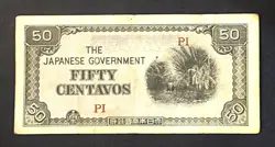WW2 JIM-JAPANESE INVASION MONEY - PHILIPPINES 50 CENTAVOS 1942 NOTE