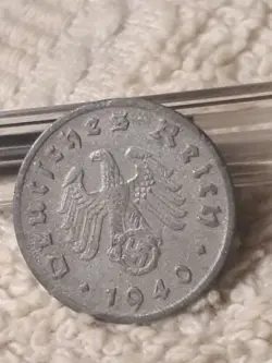 1940-D GERMAN 1 REICHSPFENNIG ~ GERMANY ~ WW2 1PF COIN , HEAVILY CIRCULATED COIN