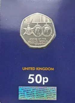 2025  WW2 STORIES 50P COIN BRILLIANT UNCIRCULATED  CERTIFIED BUNC  CARDED SEALED