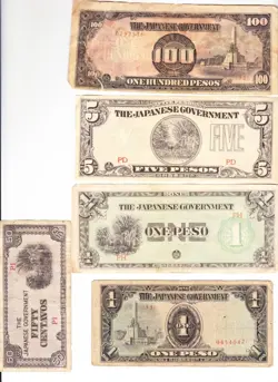 WW2 JAPANESE GOVERNMENT OCCUPATION CURRENCY NOTE MONEY PHILIPPINE PESO & CENTAVO