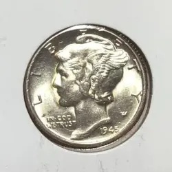 1945 CHOICE UNCIRCULATED MERCURY SILVER DIME! WORLD WAR 2! OLD US COIN! BEAUTY!
