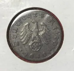 1940B GERMANY THIRD REICH SWASTIKA WORLD WAR 2! 5 PFENNIG! SWASTIKA! OLD COIN!
