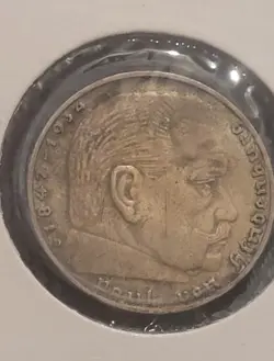 1936 D WW2 GERMAN NAZI 2 MARK COIN