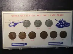 1943-1945 WORLD WAR 2, STEEL AND SHELL CASE PENNY COLLECTION 